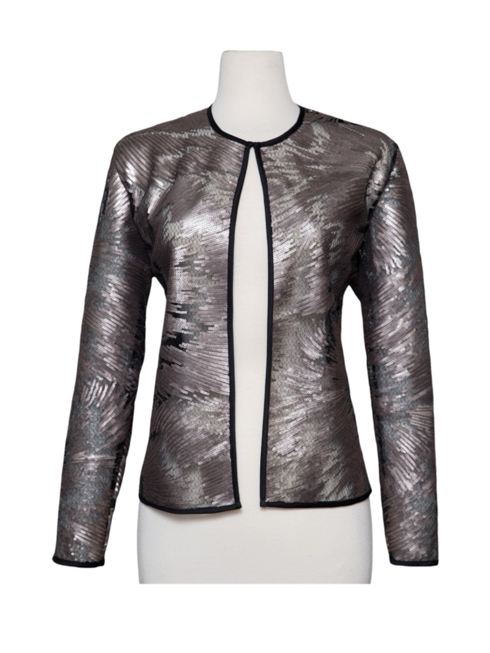 Ricci Metallic Sequin Plus Size 1X Open Front Jacket Shoulder Pads Statement
